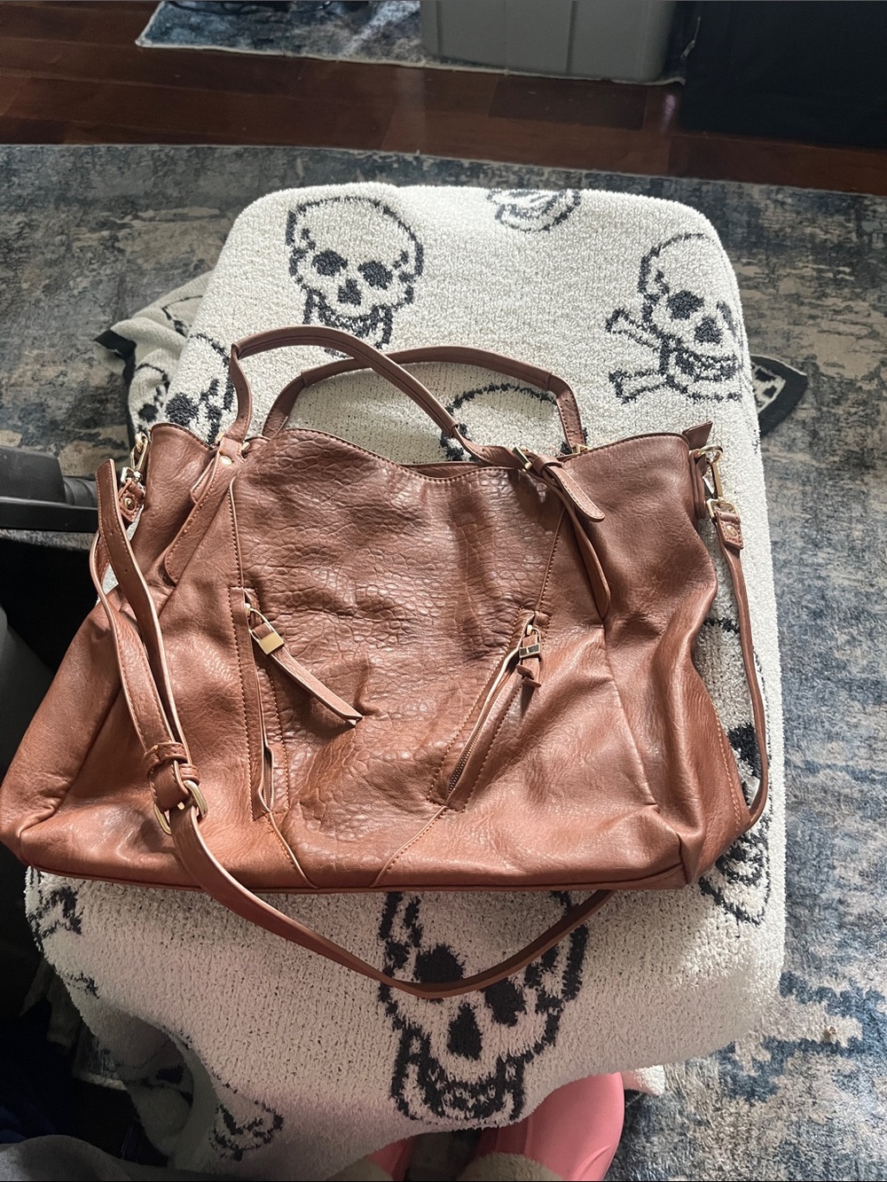 Vintage Urban Expressions Jak Hobo Bag Cognac Vegan Leather Crossbody Purse